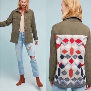 Anthropologie green jacket with knit back sz Small